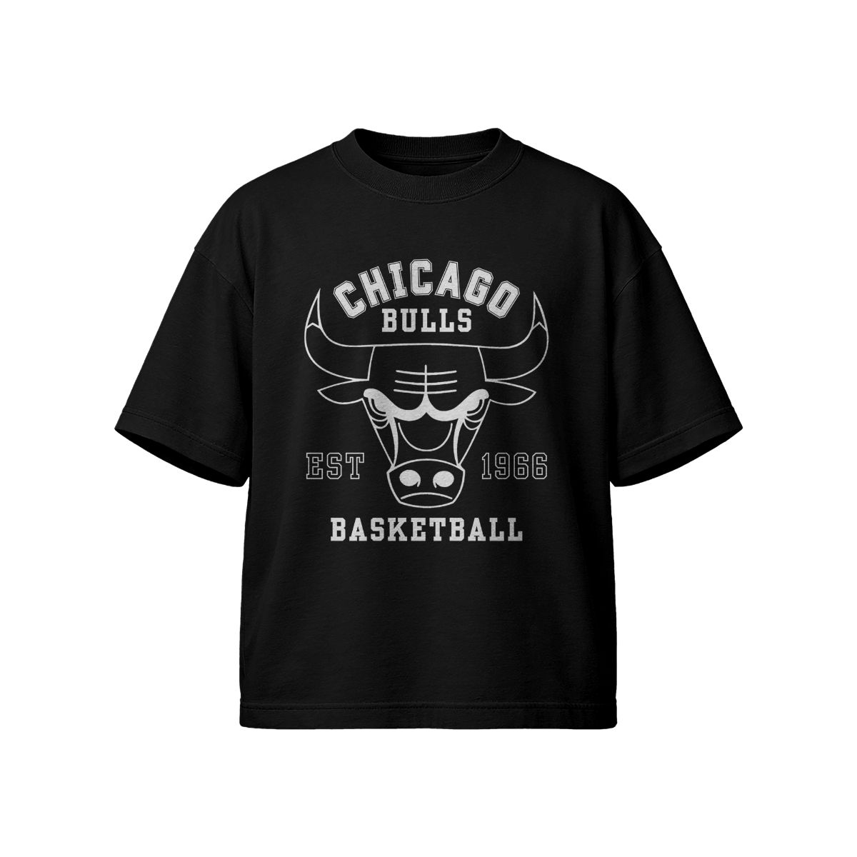 Bulls Split Black White Basketball T-Shirt Streetwear Graphic Tee