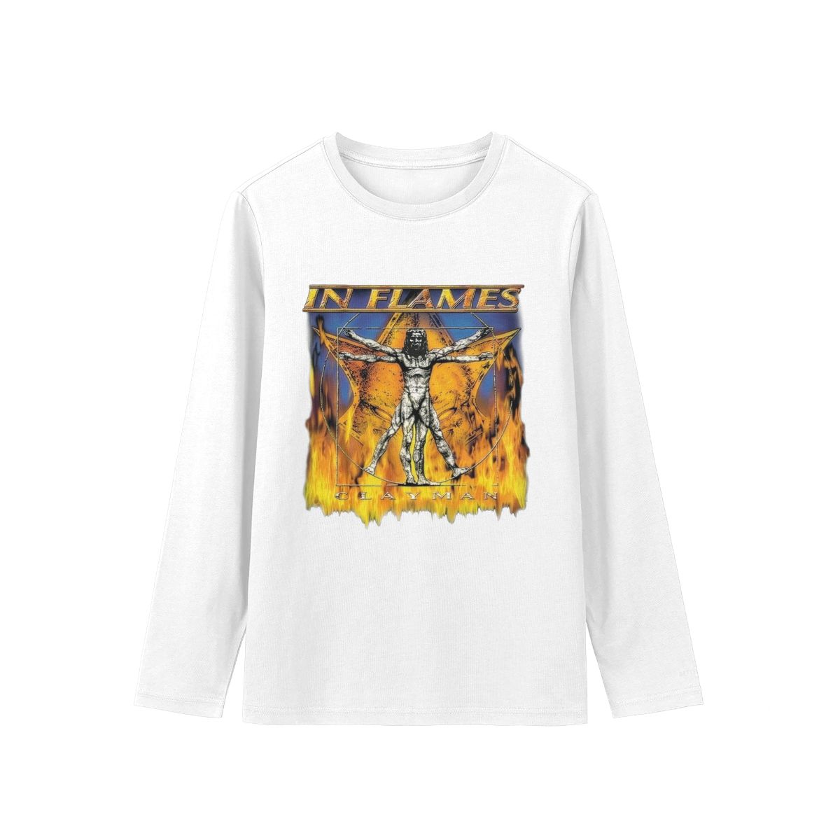 In Flames Inspired Clayman T-Shirt – Vintage Metal Graphic Fire Design Tee