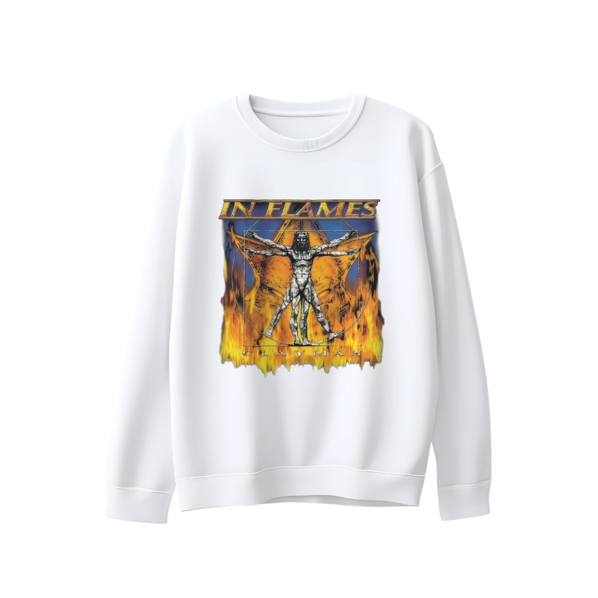 In Flames Inspired Clayman T-Shirt – Vintage Metal Graphic Fire Design Tee