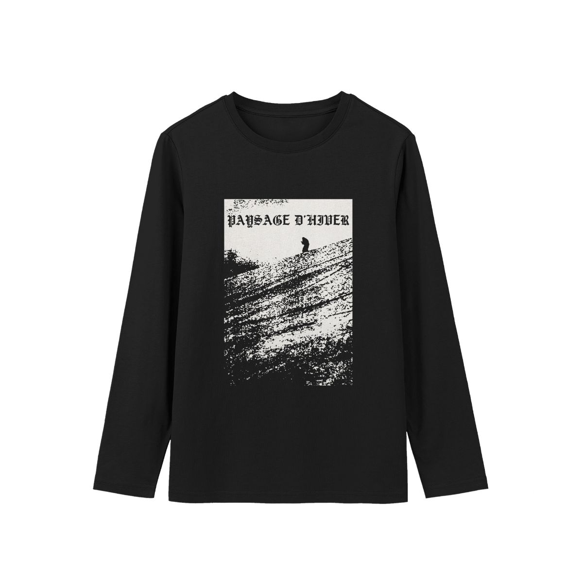 PAYSAGE D’HIVER Black Metal Graphic T-Shirt – Minimalist Monochrome Tee