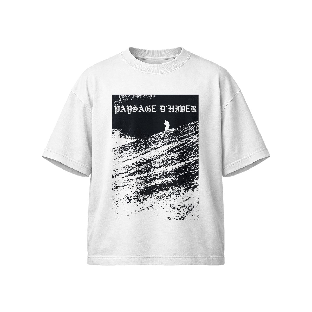 PAYSAGE D’HIVER Black Metal Graphic T-Shirt – Minimalist Monochrome Tee