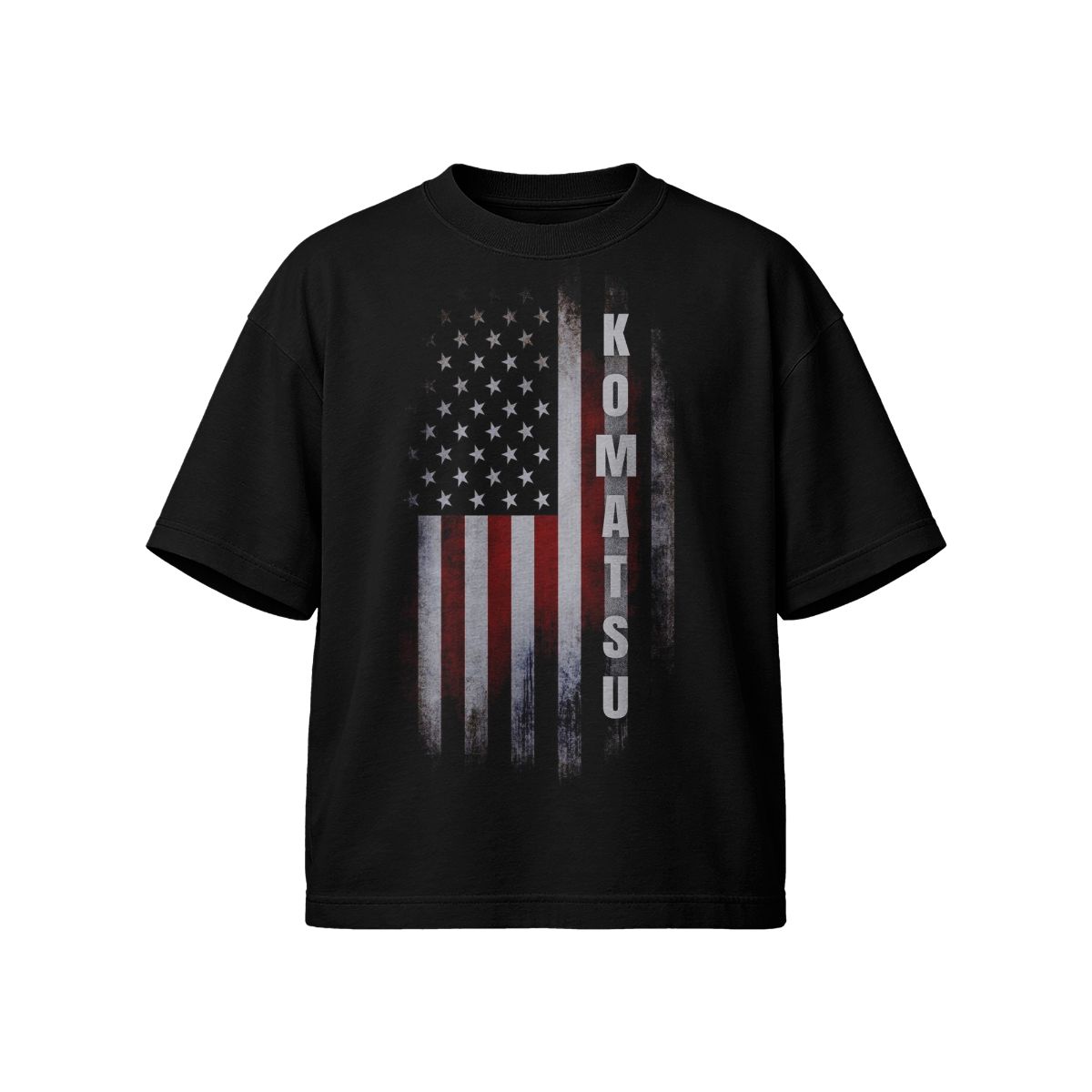 Komatsu USA Flag T-Shirt – Vintage American Flag Industrial Graphic Tee