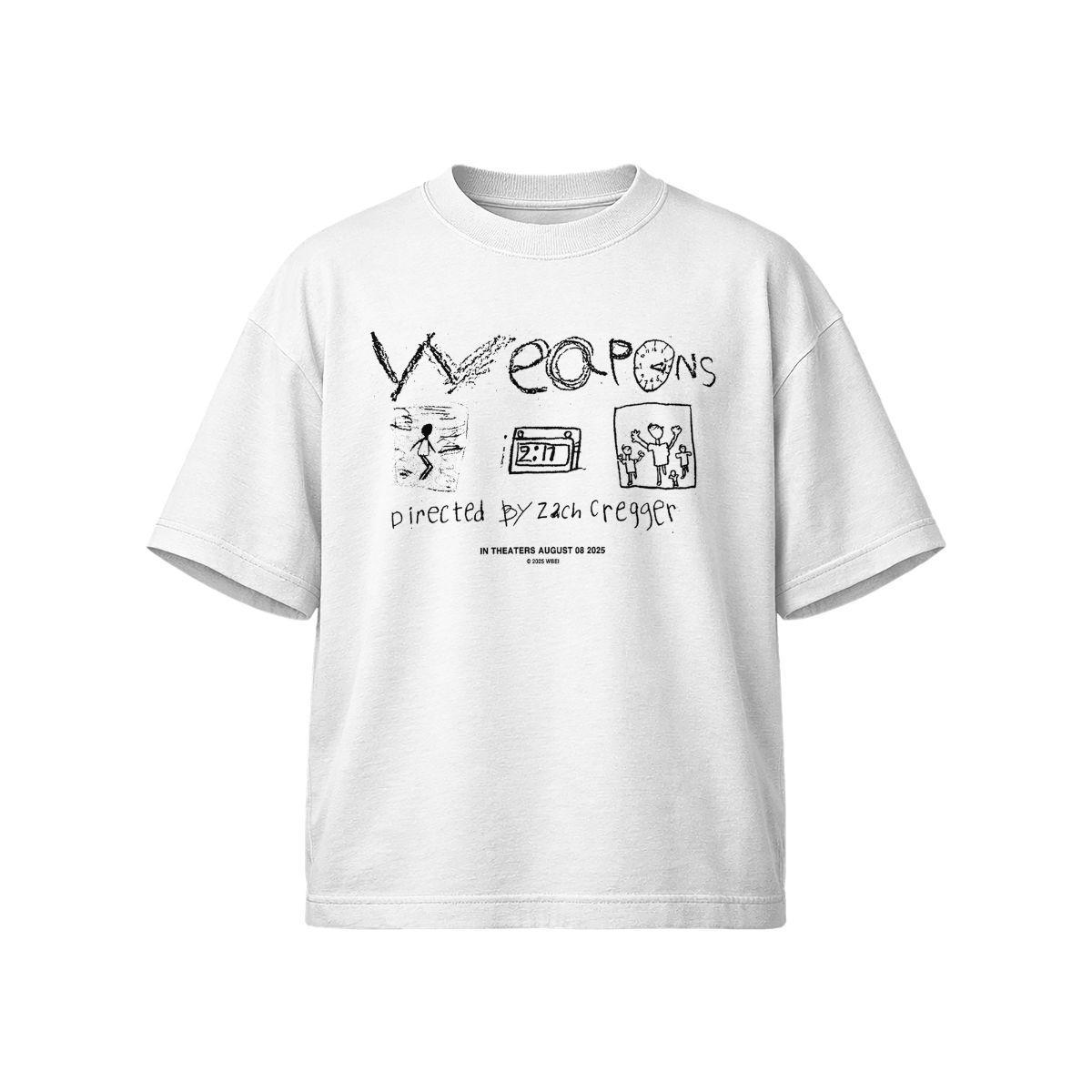 Vintage Chalk Art Graphic T-Shirt – Abstract Weapons & Sketch Design Tee