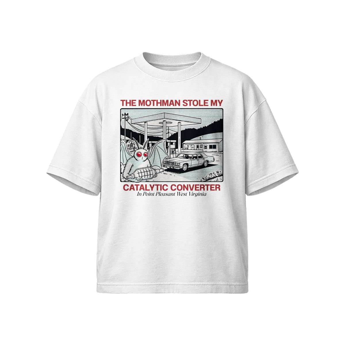 Funny Mothman Catalytic Converter T-Shirt – Cryptid Meme Graphic Tee