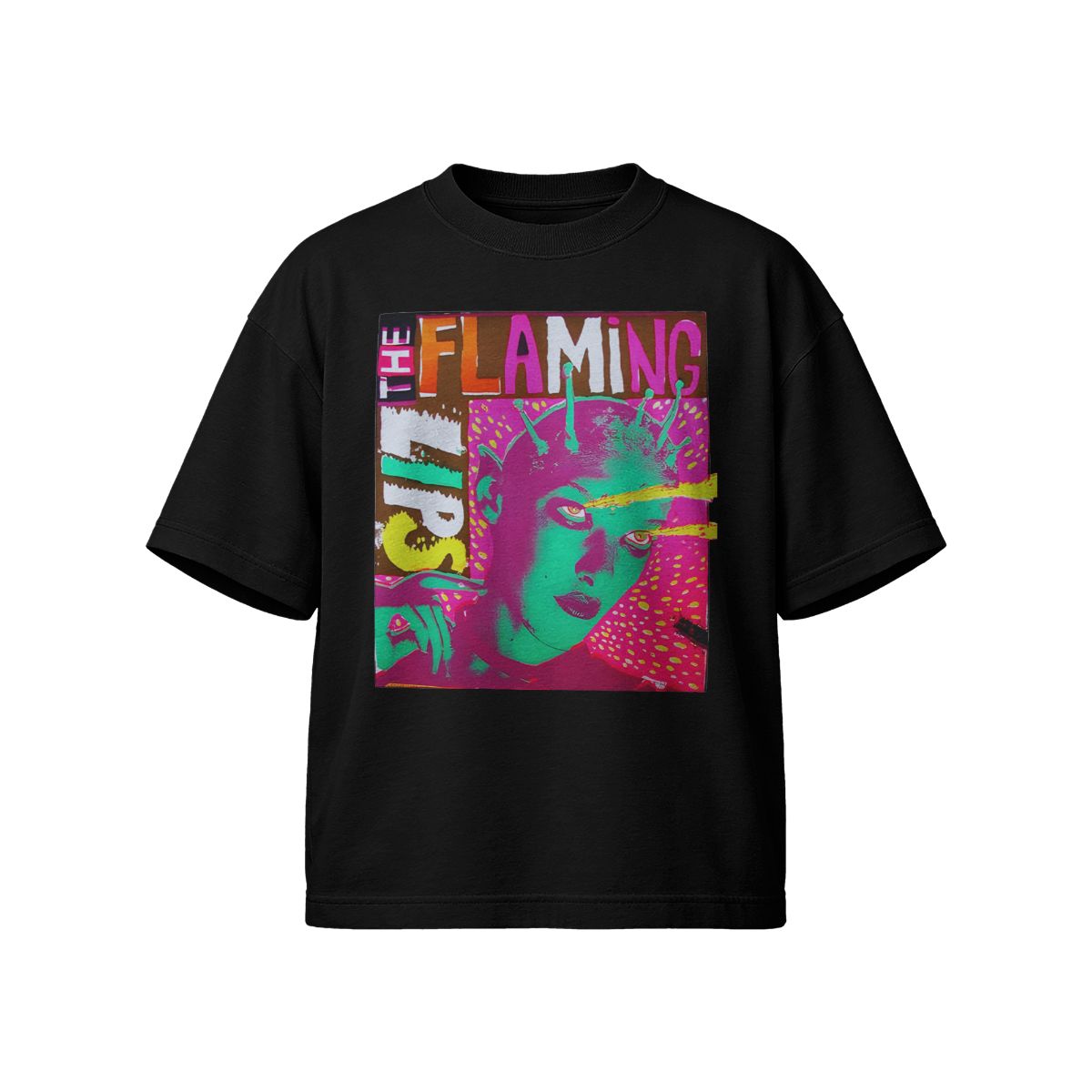 Psychedelic Alien Graphic T-Shirt "The Flaming" Abstract Art Streetwear Tee for Men & Women