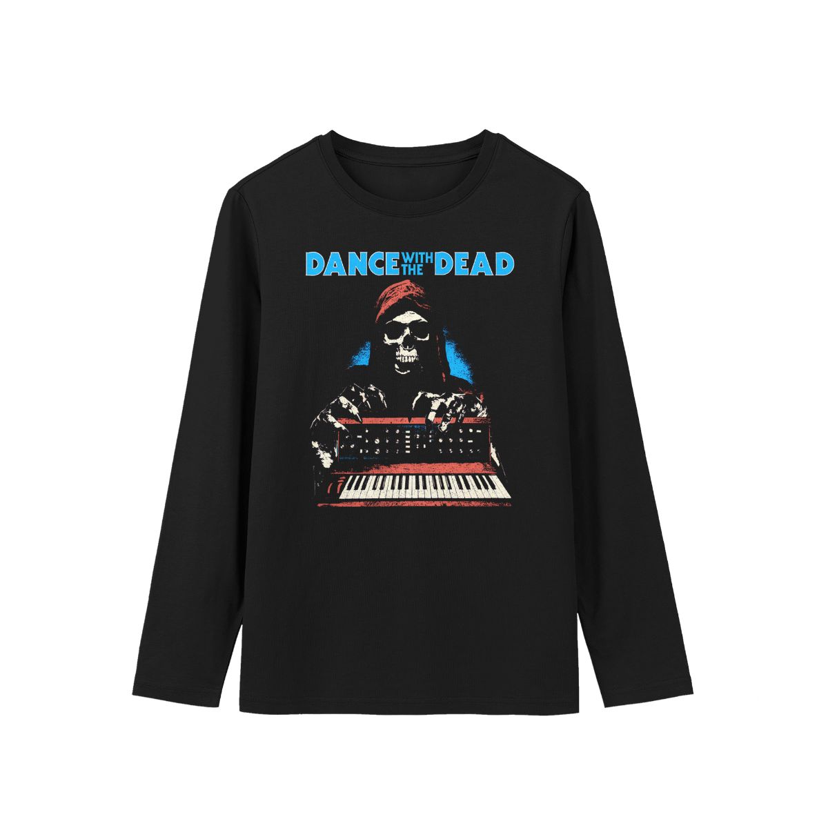 Dance With The Dead Skeleton Synthwave T-Shirt – Retro Horror DJ Graphic Tee