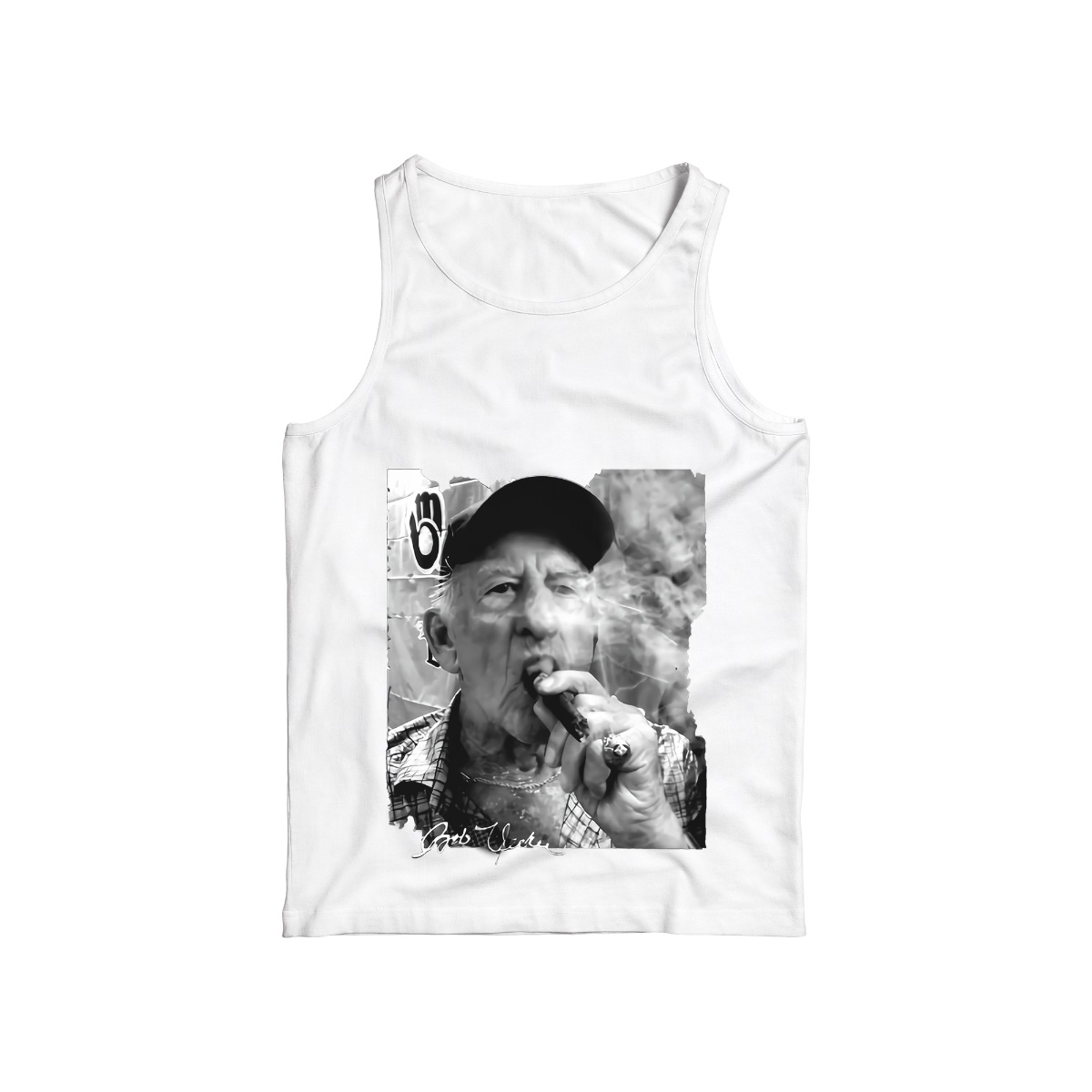 BOB UECKER Vintage Smoker Portrait T-Shirt – Retro Black & White Old Man Graphic Tee