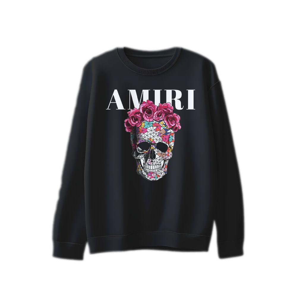 AMIRI Skull Flower Vintage Graphic T-Shirt, Luxury Rock Streetwear Tee, Designer Fashion Shirt