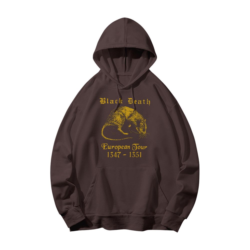 Black Death European Tour 1347–1351 Vintage Graphic T-Shirt – Funny Dark Humor Plague Rat Tee, Gothic Streetwear Cotton Shirt