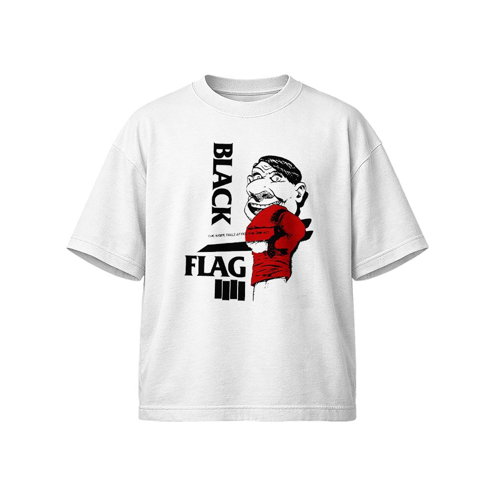 Black Flag Parody Boxing Graphic T-Shirt – Vintage Punk Inspired Tee, Funny Streetwear Cotton Shirt, Alternative Graphic Tee