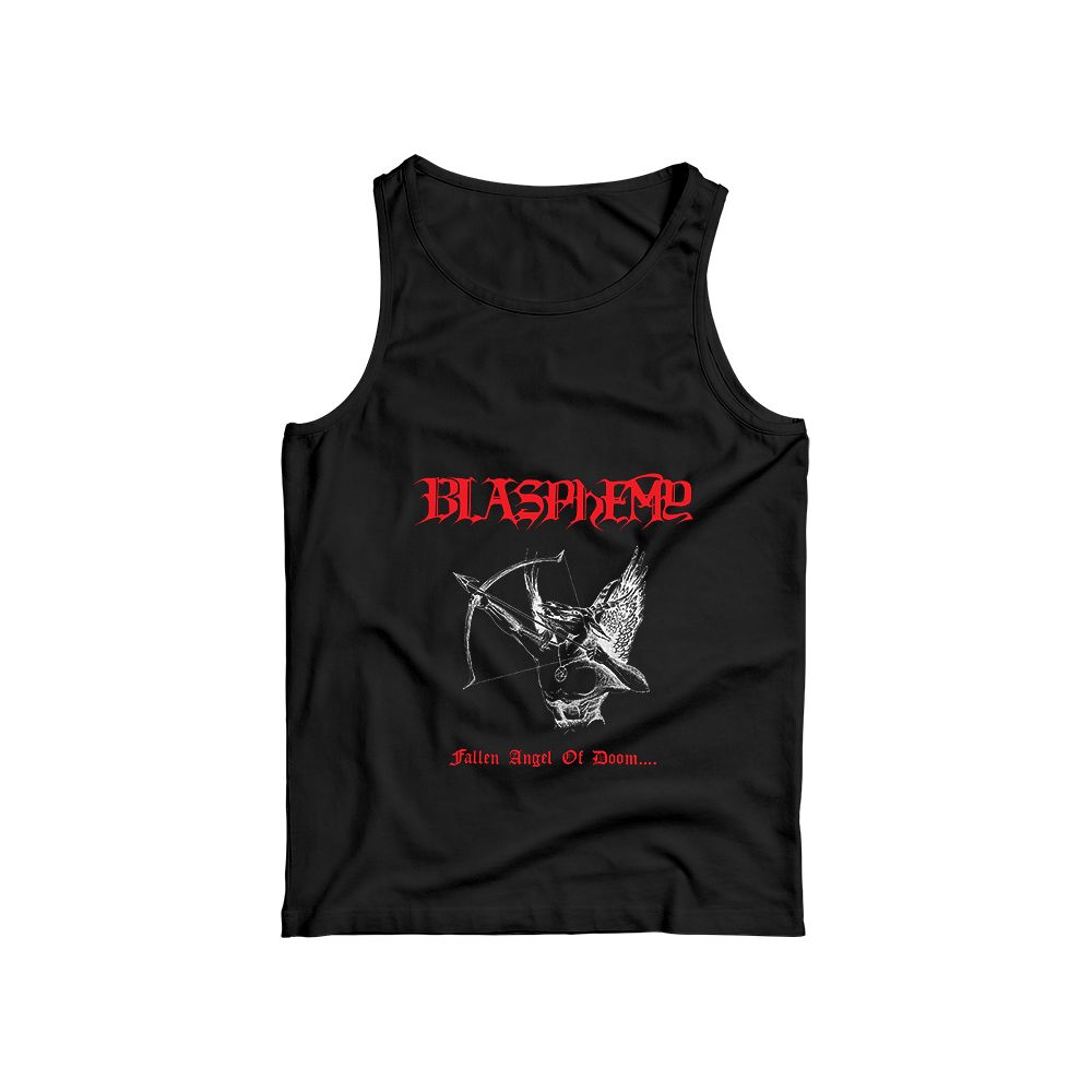 Blasphemy Fallen Angel of Doom T-Shirt – Black Metal Vintage Graphic Tee, Dark Angel Wings Skull Shirt, Extreme Metal Apparel