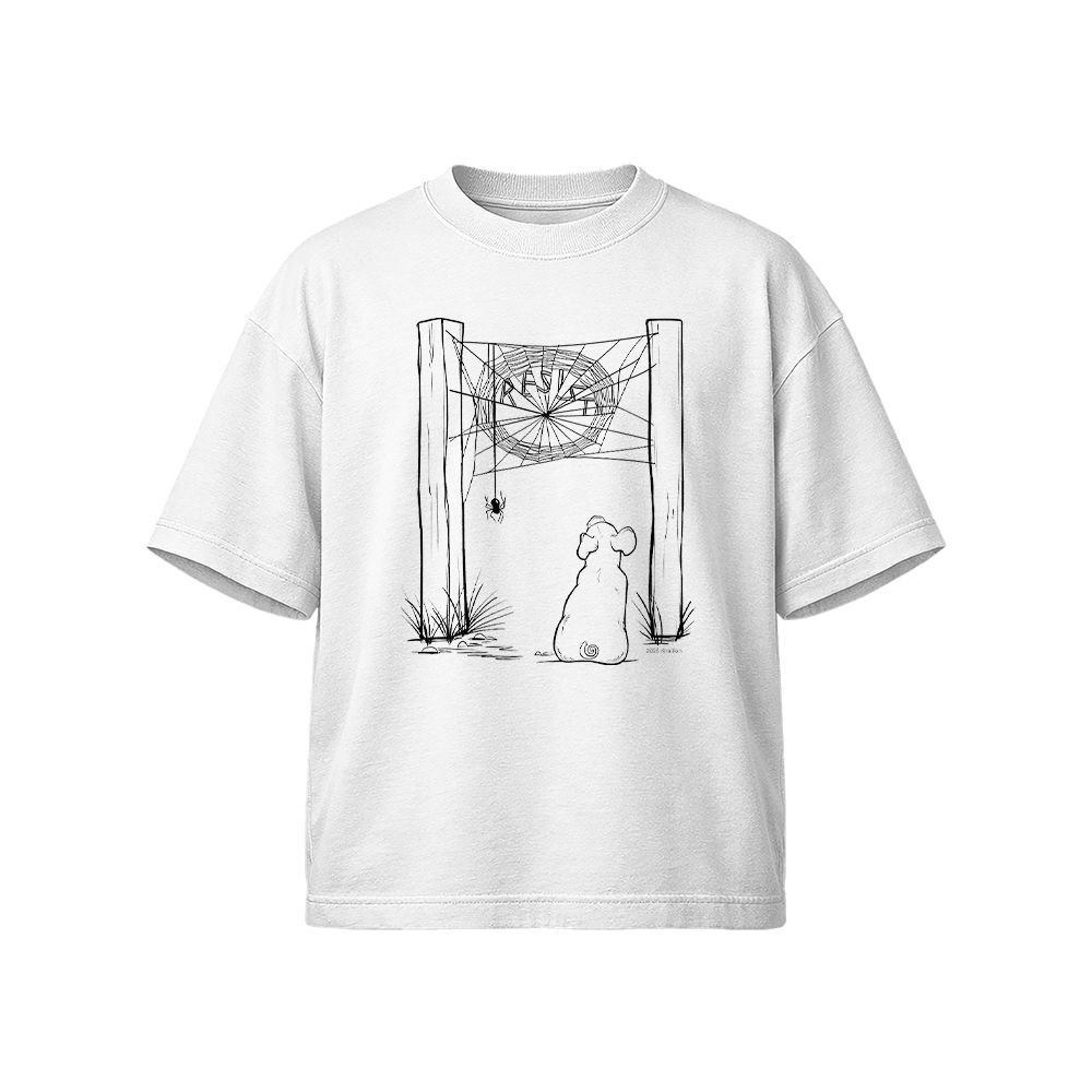 Charlotte Says Resist Dog & Spider Graphic T-Shirt – Artistic Statement Streetwear Tee