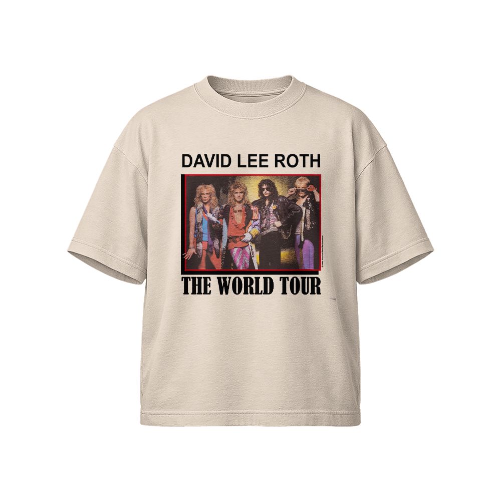 Vintage David Lee Roth The World Tour Graphic T-Shirt | Retro 80s Glam Rock Concert Tee