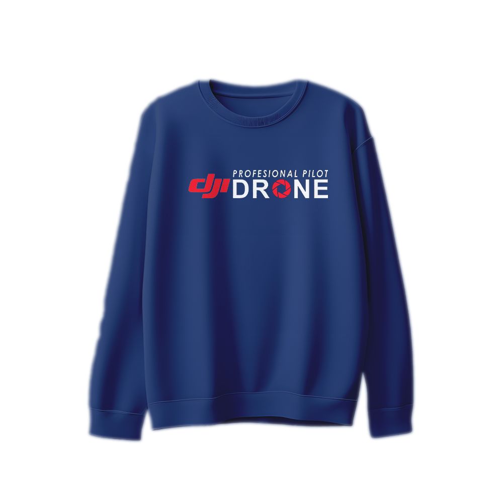 Professional Drone Pilot DJI Logo Graphic T-Shirt | Retro UAS Quadcopter Aviator Blue Tee