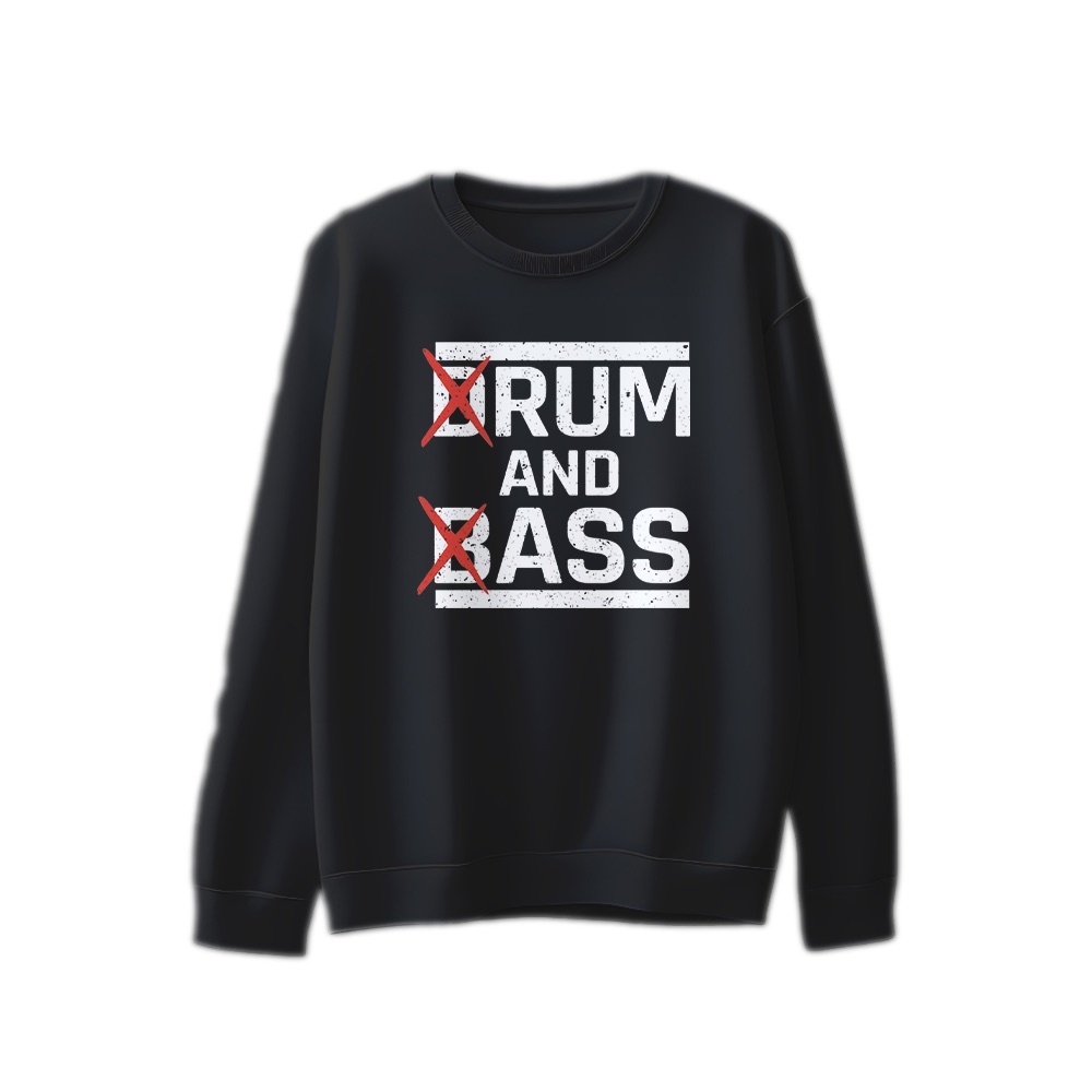Drum and Bass Crossed Text Graphic T-Shirt - Retro EDM Oversized Tee