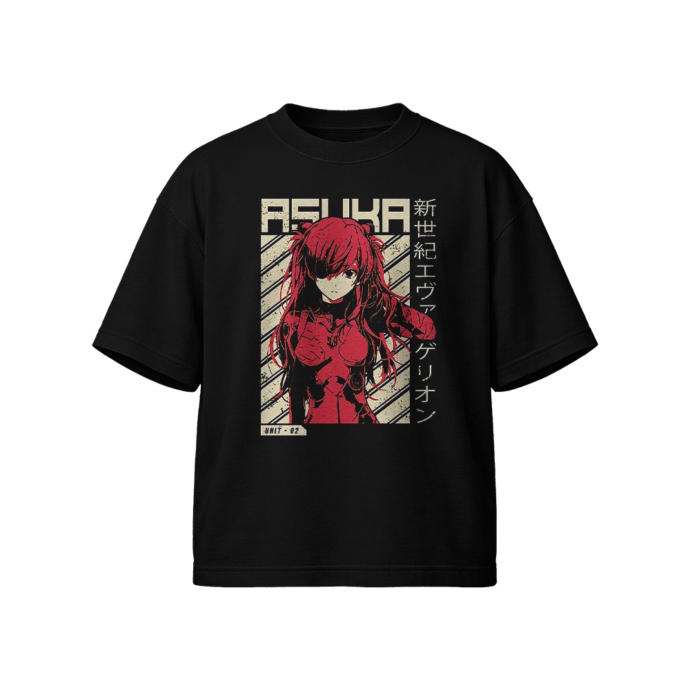 Asuka Langley Neon Genesis Evangelion Graphic T-Shirt - Retro Anime Oversized Tee