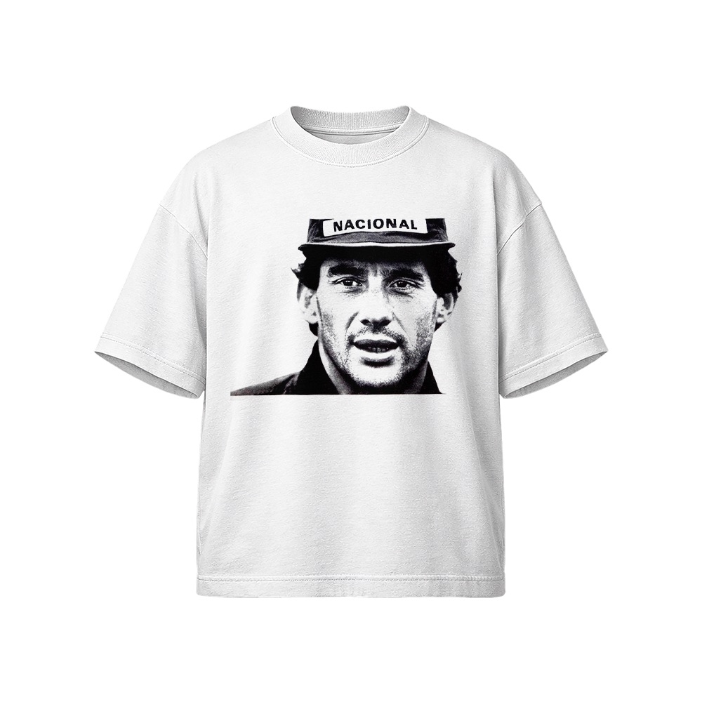 Ayrton Senna Nacional Portrait Graphic T-Shirt - Retro F1 Racing Oversized Tee