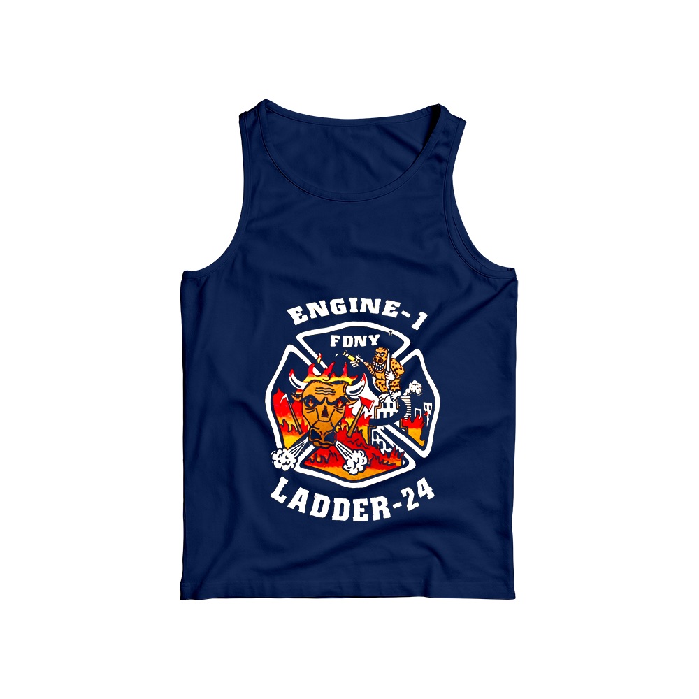 FDNY Engine 1 Ladder 24 Graphic T-Shirt - Retro New York Fire Department Oversized Tee