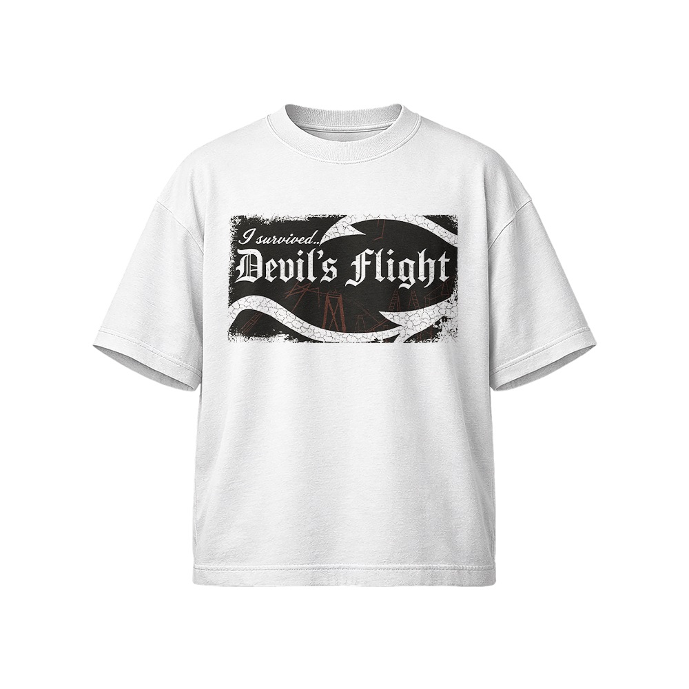Devil's Flight Roller Coaster Graphic T-Shirt - Retro Theme Park Souvenir Oversized Tee