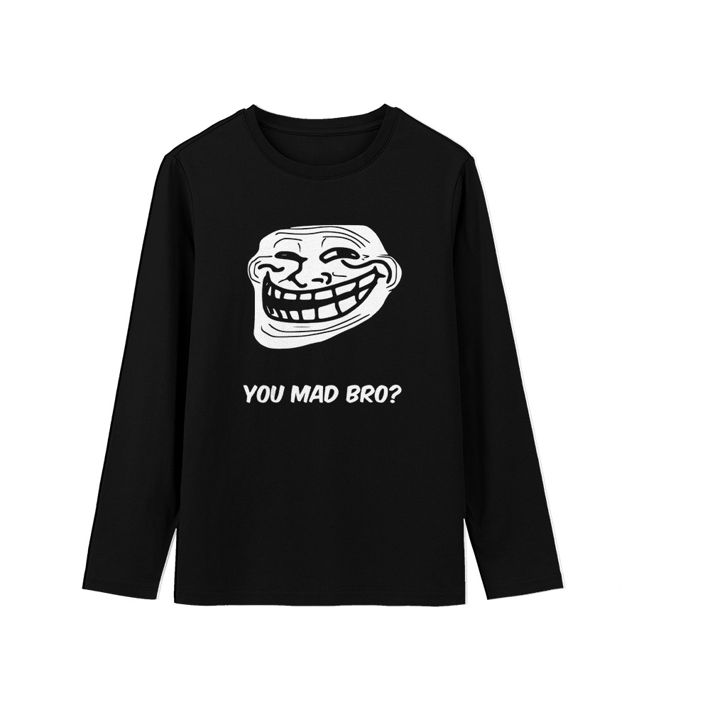 Funny Trollface You Mad Bro? Graphic T-Shirt - Retro Internet Meme Oversized Tee