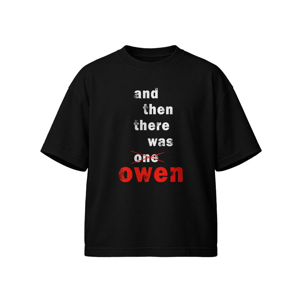 And Then There Was Owen Graphic T-Shirt - Vintage Mystery Navy Blue Oversized Tee