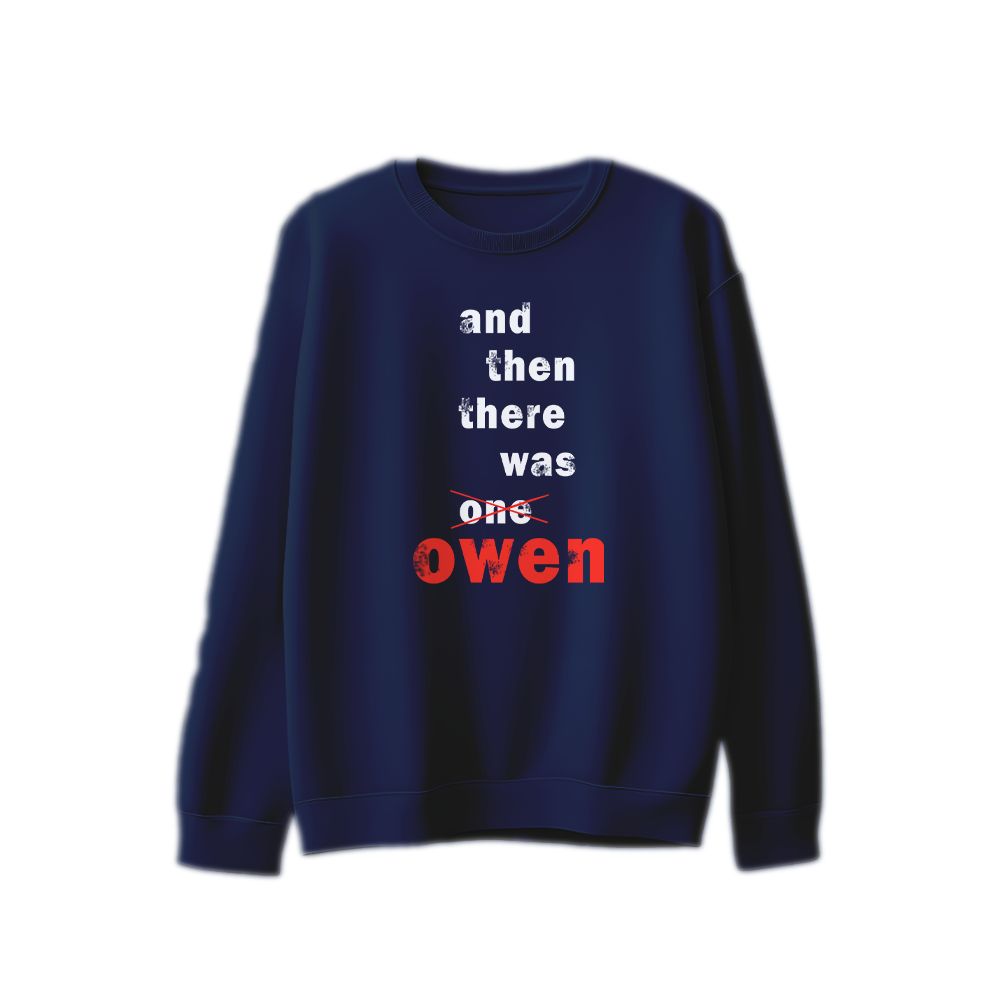 And Then There Was Owen Graphic T-Shirt - Vintage Mystery Navy Blue Oversized Tee