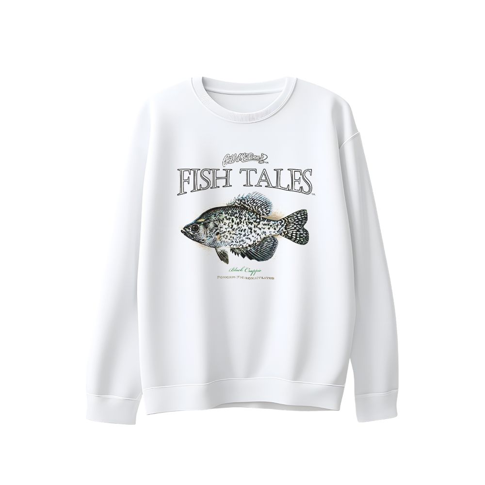Fish Tales Black Crappie Graphic T-Shirt - Vintage Fishing Beige Oversized Tee