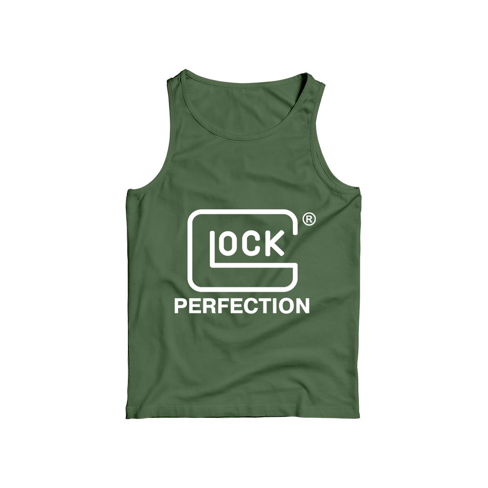 Glock Perfection Logo Graphic T-Shirt - Vintage Military Green Tactical Oversized Tee