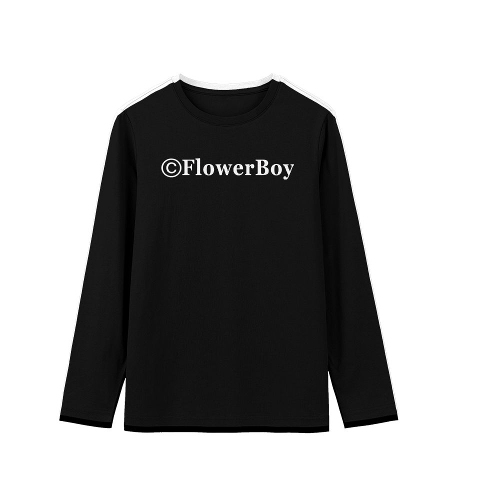 Flower Boy Copyright Text Graphic T-Shirt - Vintage Hip Hop Music Black Oversized Tee