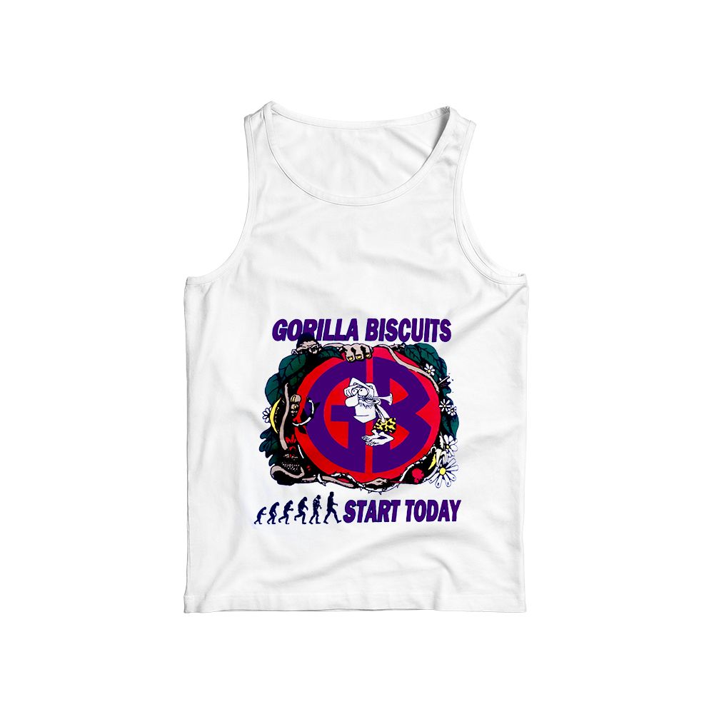 Gorilla Biscuits Start Today Graphic T-Shirt - Vintage Hardcore Punk Beige Oversized Tee