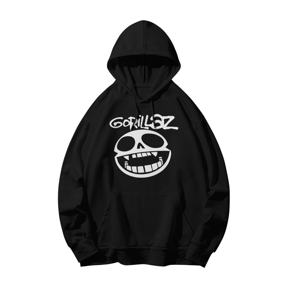 Gorillaz Skull Logo Graphic T-Shirt - Vintage Alternative Rock Royal Blue Oversized Tee
