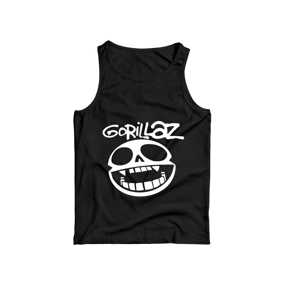 Gorillaz Skull Logo Graphic T-Shirt - Vintage Alternative Rock Royal Blue Oversized Tee