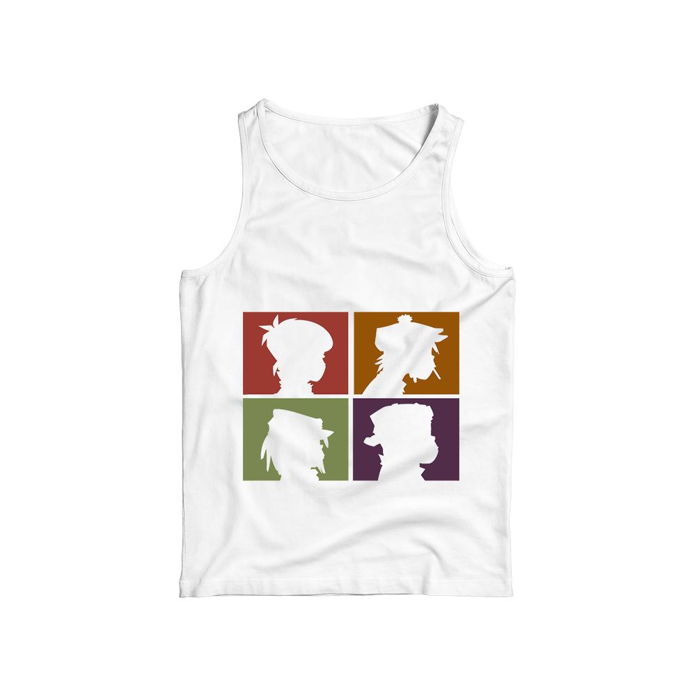 Gorillaz Demon Days Silhouette Graphic T-Shirt - Vintage Alternative Rock White Oversized Tee