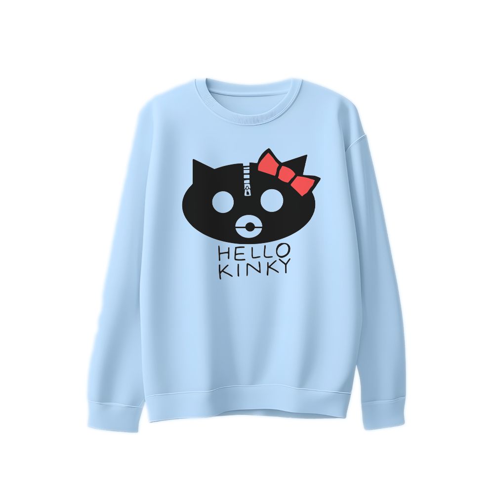 Hello Kinky Parody Graphic T-Shirt - Vintage Cartoon Goth White Oversized Tee
