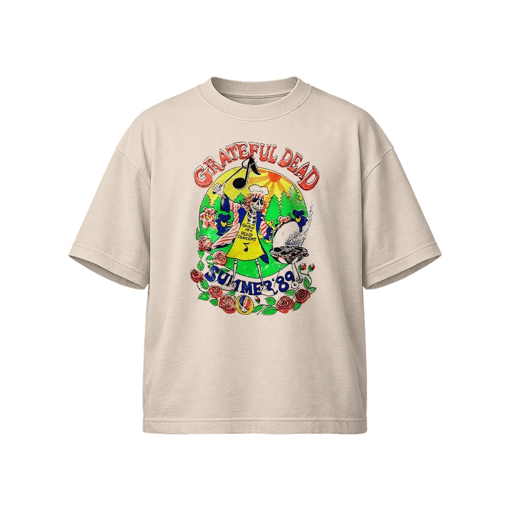 Grateful Dead T-Shirt – Vintage 1989 Summer Tour BBQ Skeleton Graphic Tee