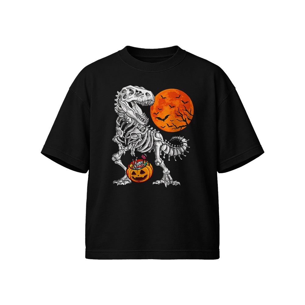 Halloween T-Rex Skeleton T-Shirt – Vintage Dinosaur Trick or Treat Graphic Tee