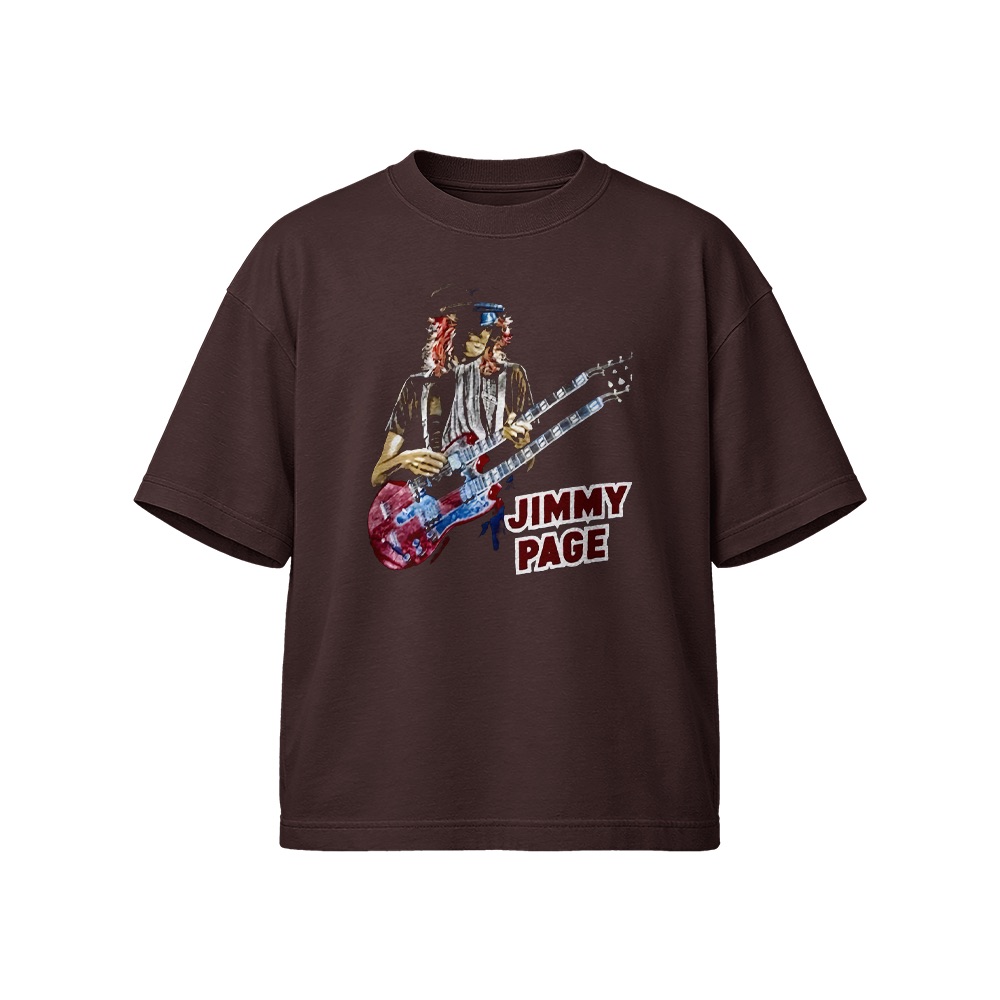 Jimmy Page T-Shirt – Vintage Led Zeppelin Guitarist Double Neck Rock Graphic Tee