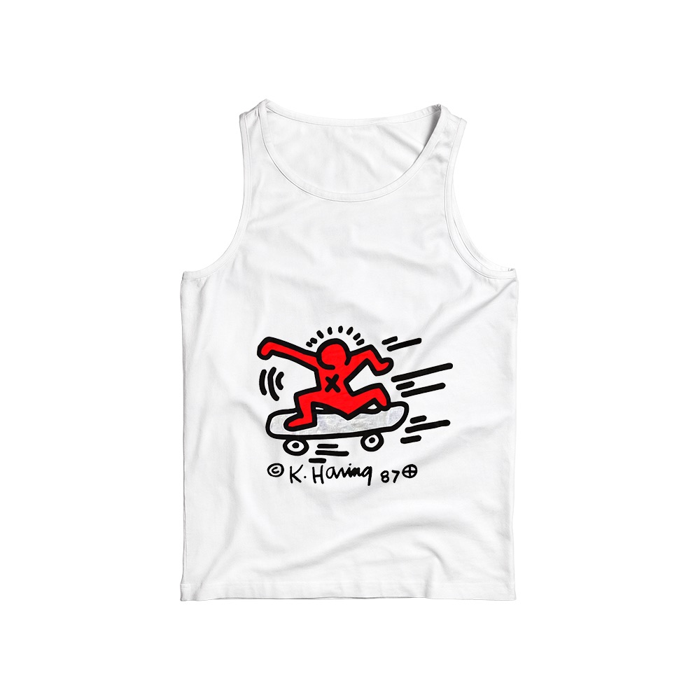 Keith Haring T-Shirt – Vintage 1987 Skateboarder Pop Art Graphic Tee
