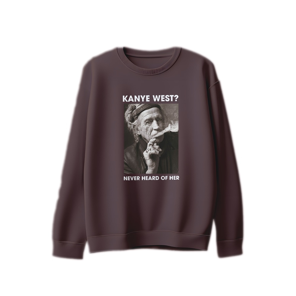 Keith Richards T-Shirt – Vintage Kanye West Never Heard Of Her Funny Rock Graphic Tee