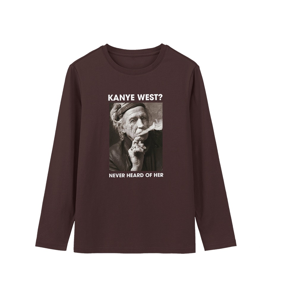 Keith Richards T-Shirt – Vintage Kanye West Never Heard Of Her Funny Rock Graphic Tee