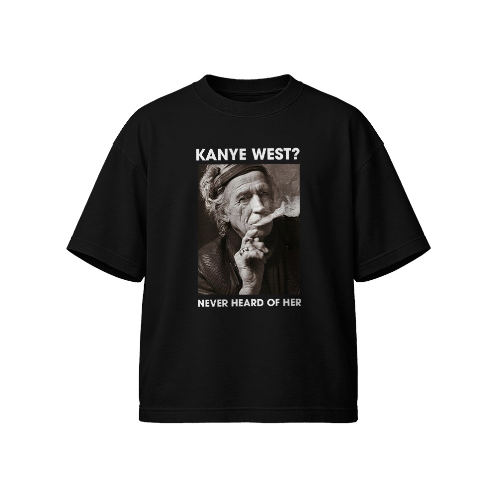 Keith Richards T-Shirt – Vintage Kanye West Never Heard Of Her Funny Rock Graphic Tee