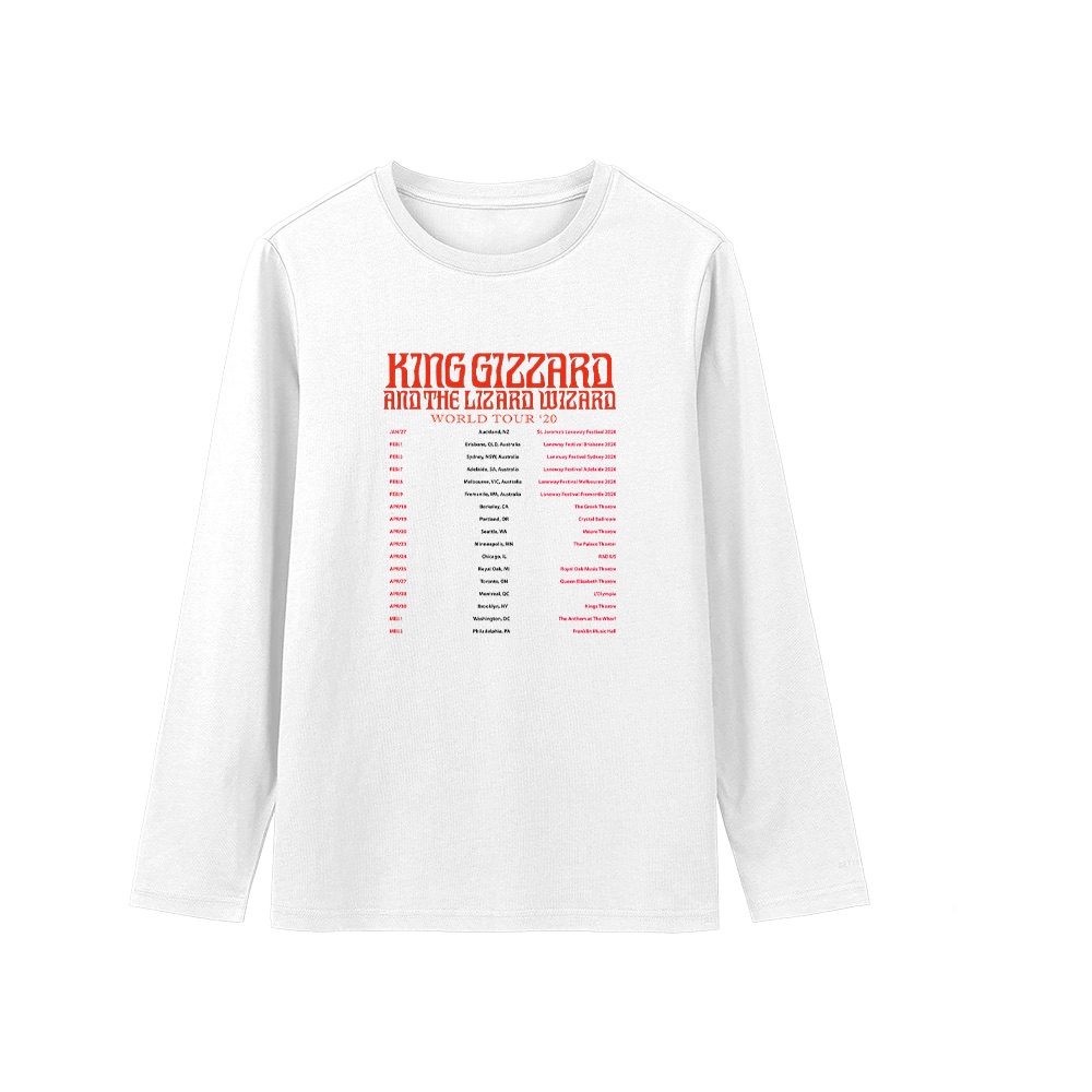 King Gizzard T-Shirt – Vintage World Tour '20 Concert Schedule Psych Rock Graphic Tee