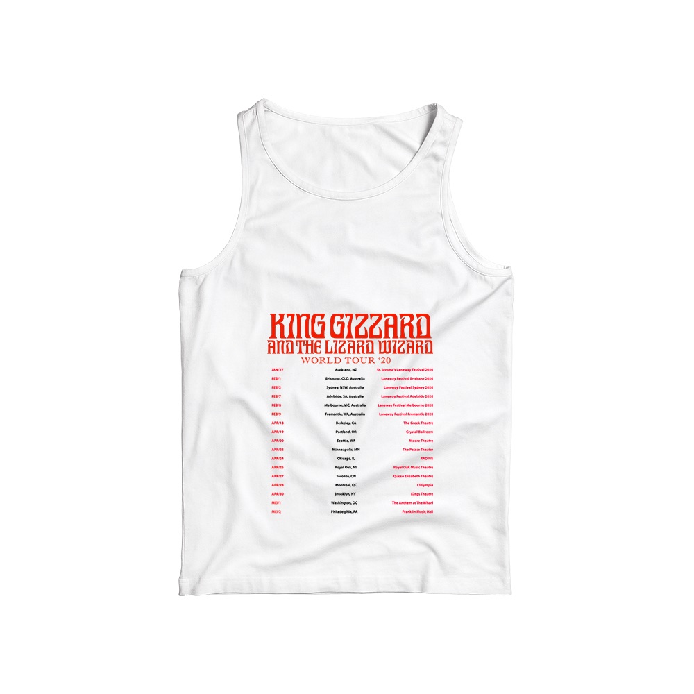 King Gizzard T-Shirt – Vintage World Tour '20 Concert Schedule Psych Rock Graphic Tee