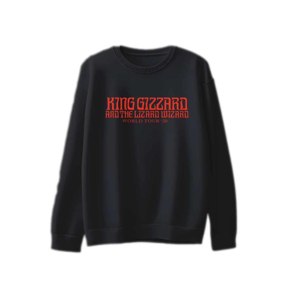 King Gizzard T-Shirt – Vintage World Tour '20 Red Text Logo Psych Rock Graphic Tee