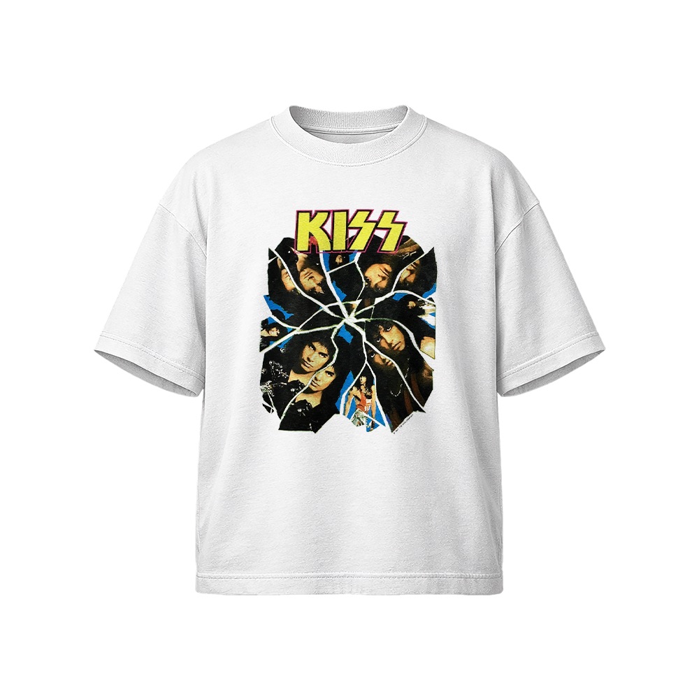 KISS T-Shirt – Vintage Crazy Nights Broken Glass Heavy Rock Graphic Tee