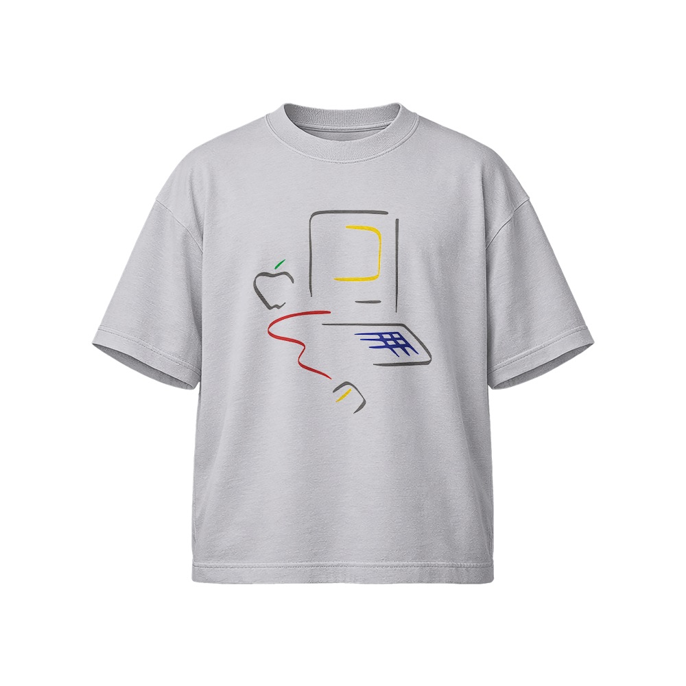 Vintage Apple Computer T-Shirt – Retro Macintosh Line Art Tech Culture Graphic Tee