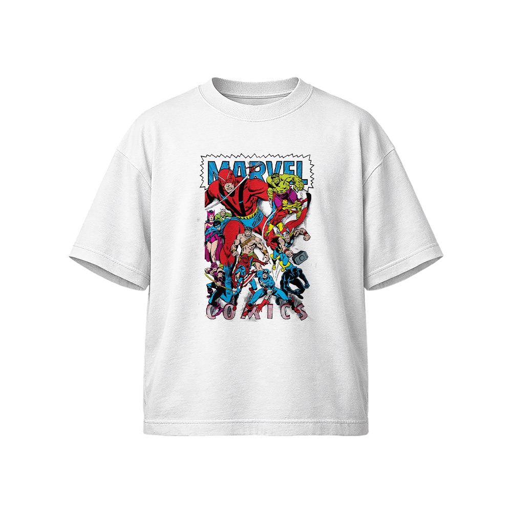Marvel Comics T-Shirt – Vintage Classic Superhero Ensemble Graphic Tee