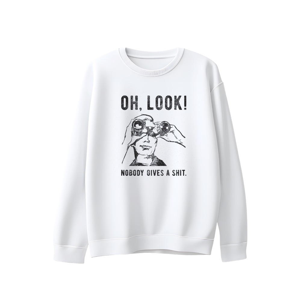Oh Look Nobody Gives A Shit T-Shirt – Vintage Sarcastic Binoculars Graphic Tee