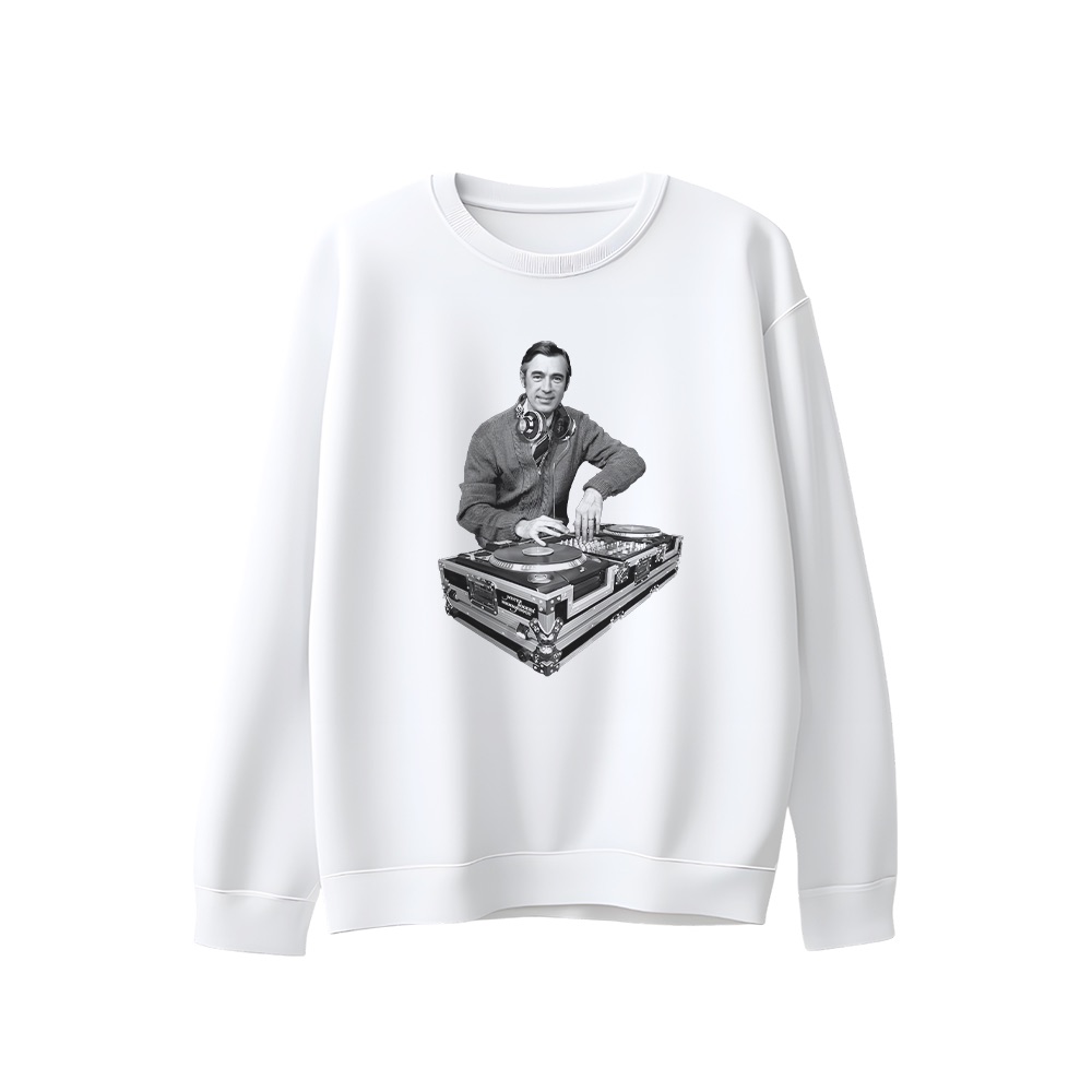 Mister Rogers DJ T-Shirt – Vintage Fred Rogers Neighborhood Music Parody Graphic Tee