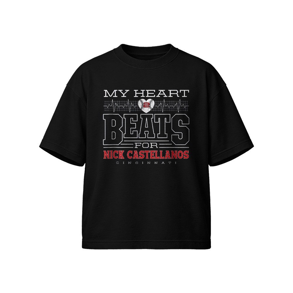 Nick Castellanos T-Shirt – Vintage My Heart Beats For Cincinnati Baseball Graphic Tee
